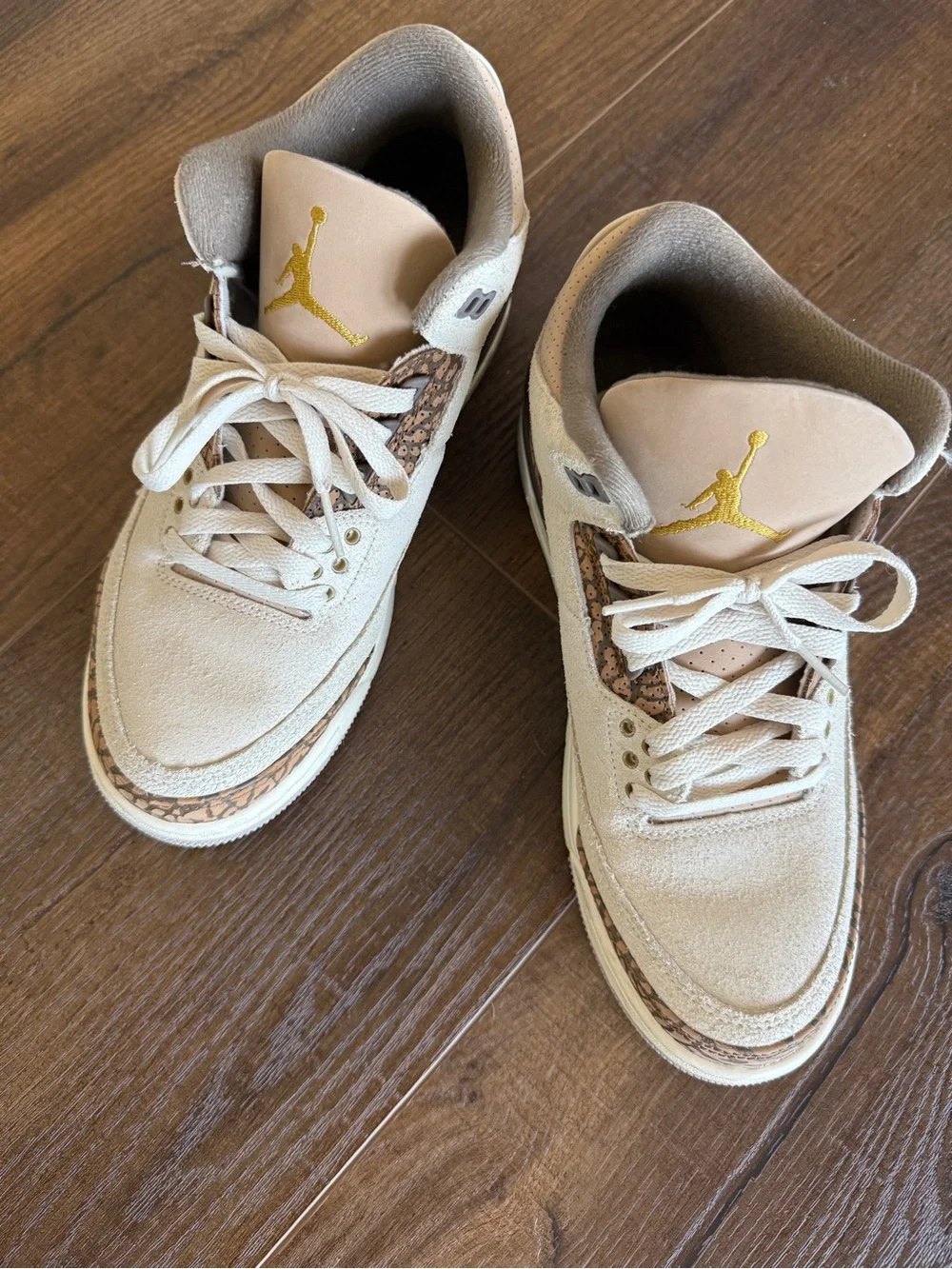 AJ3 Air Jordan Suede Low-Top Sneakers in Beige with Elephant Details